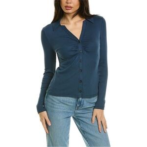 Madewell Red Bull Ruched Polo Cardigan